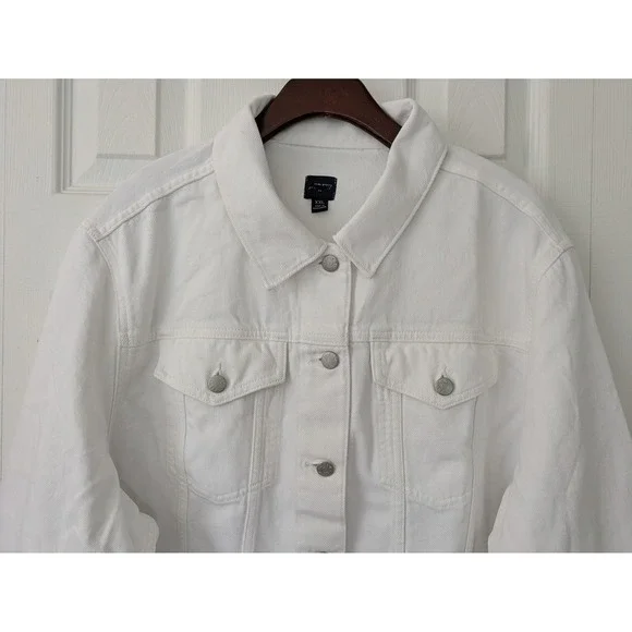 J.Crew Relaxed Denim Jacket Womens Size XXL White NWT‎ $128 CJ090 - Picture 2 of 7